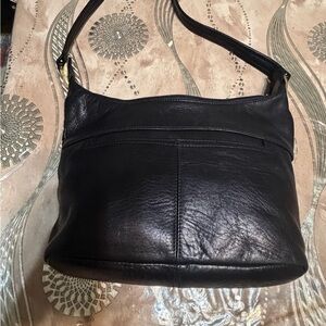 Tignanello Black Leather Hobo Bag